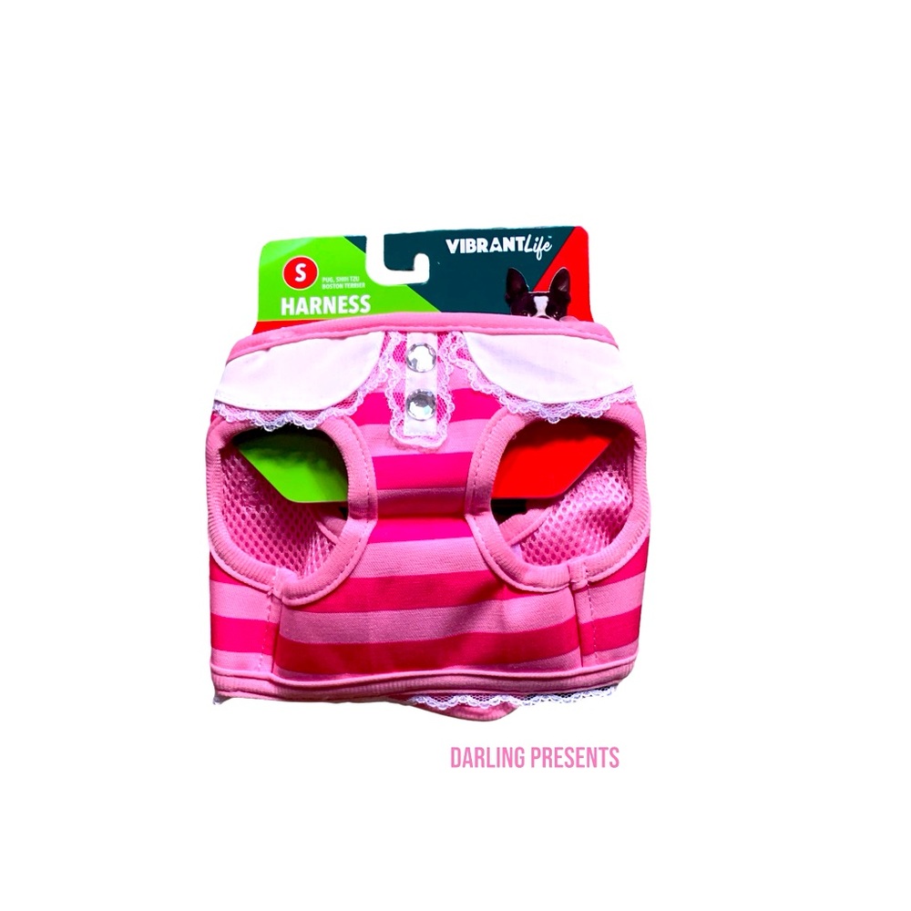 Vibrant Life Striped Dog Harness Color Pink Size S
